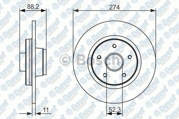 BOSCH 0986479695 Fren Diski Arka 274mm Renault Kango Ii 1.6 16v 1.5dci 08->